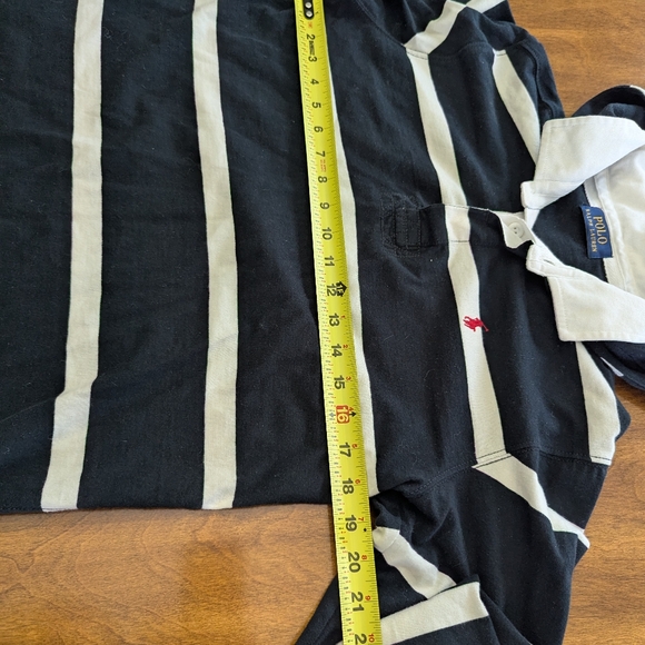 Polo Ralph Lauren Striped Rugby shirt Size women's M? black/white hooded - Picture 8 of 14